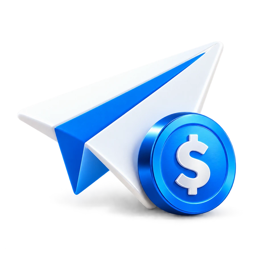 TGPAID white paper airplane and blue fee coin